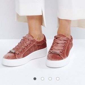 Steve Madden blush Bertie velvet platform sneaker
